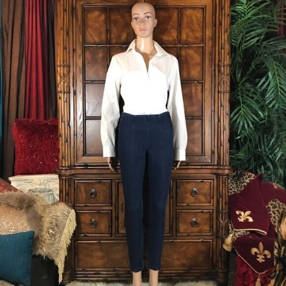 NWOT Motto Dark Wash Hollywood Waist Top Seamed Stretch Ankle Jean - Picture 3 of 10